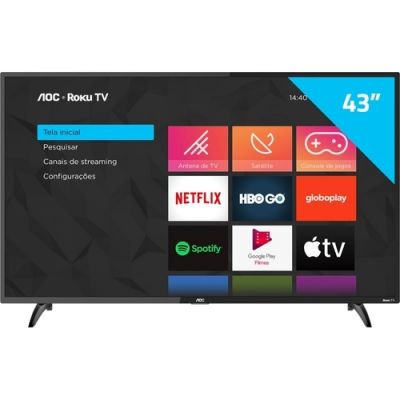 Smart TV AOC Roku TV LED 43" 43S5195/78 com Wi-fi, Milhares de Apps