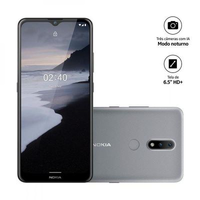 Smartphone Nokia 2.4 Cinza 6,5HD+ 64GB, 3GB RAM Android Câm.Traseira 13+2MP